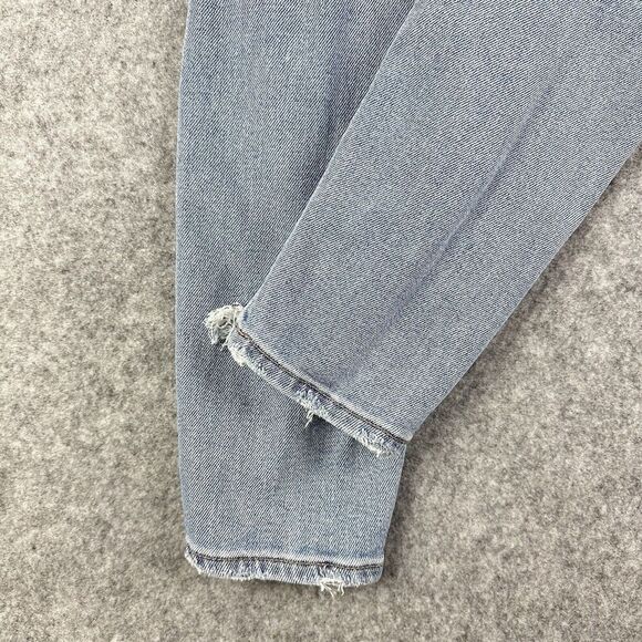 American Eagle Curvy Mom Jeans Womens 00R Med Wash Shark Bite Hem Stretch Denim - Picture 9 of 16